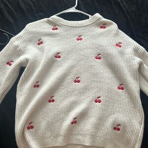 Cherry Patterned Cream Sweater